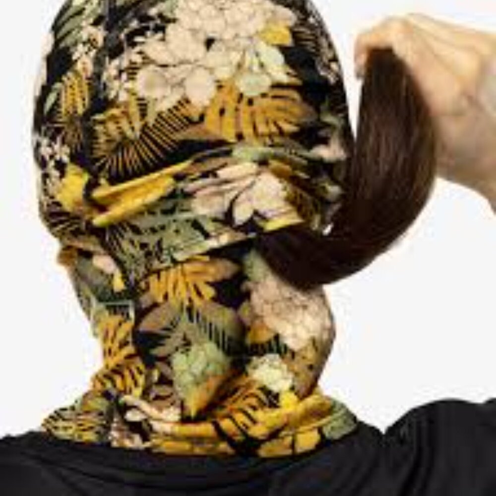like new - balaclava with ponytail hole - Mons Royale Santa Rosa - floral camo